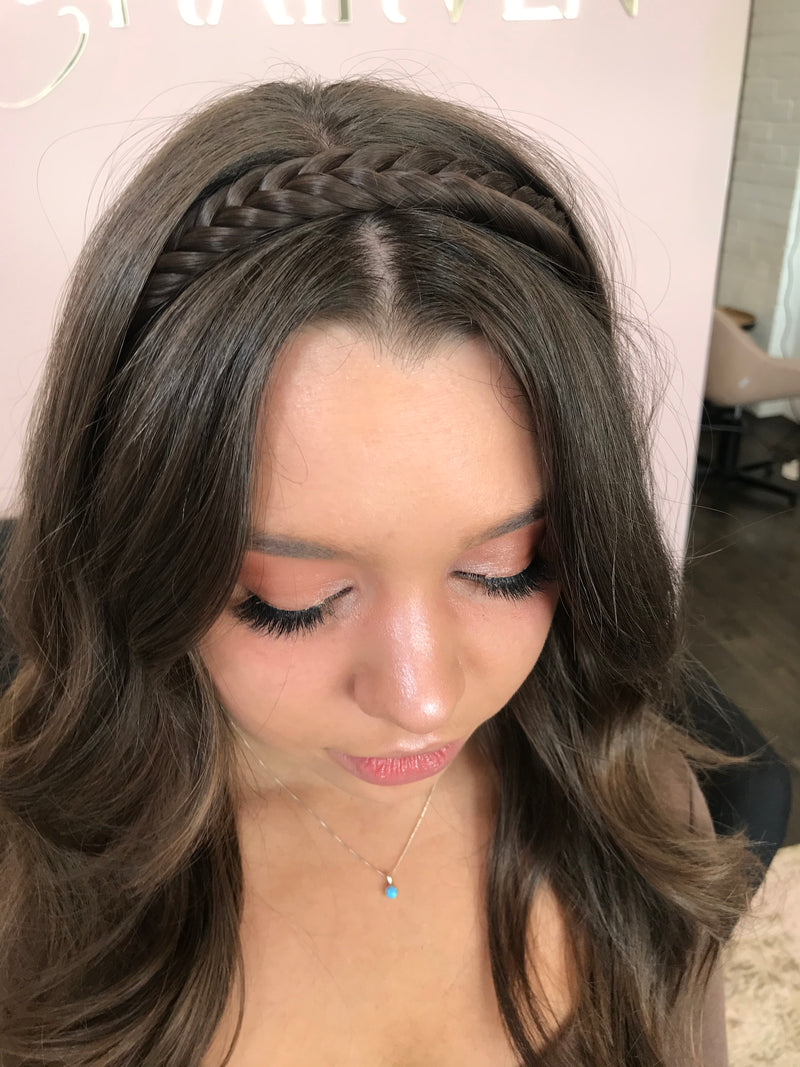 Braided Headband - Fishtail - Grace - Darkest Chocolate Brown