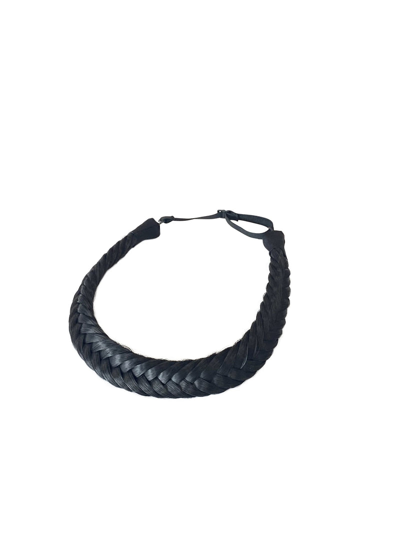 Braided Headband - Fishtail - Ebony - Black